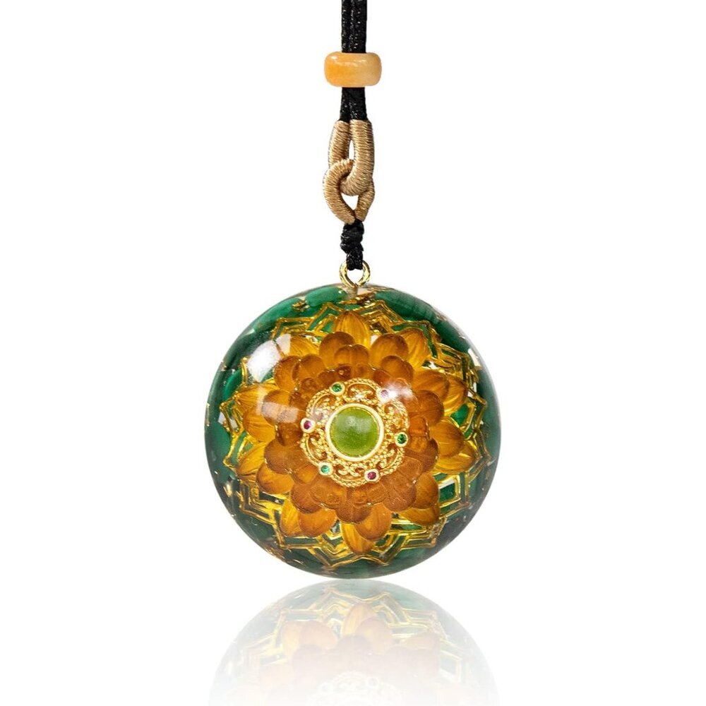 Orgonite Necklace With Malachite And Flower Of Life - Healing Crystals For Energ